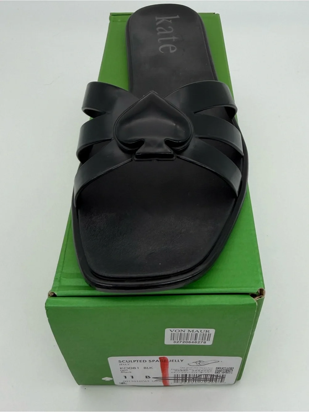 Kate Spade Sculpted Spade Jelly Sandals Black Size 11 Slide Slip On NWB